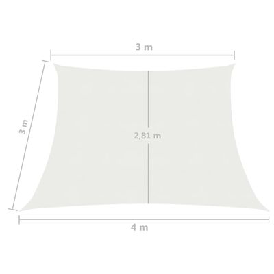 vidaXL fehér HDPE napvitorla 160 g/m² 3/4 x 3 m