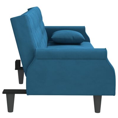 vidaXL kék bársony kanapéágy karfákkal