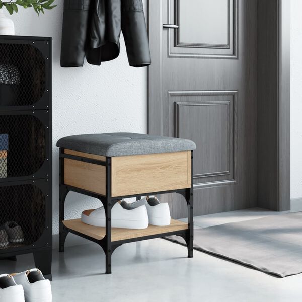 vidaXL sonoma t&ouml;lgy sz&iacute;nű szerelt fa cipőt&aacute;rol&oacute; pad 42 x 42 x 45 cm