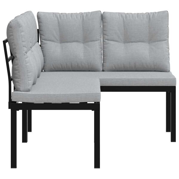 vidaXL 2 db fekete porszórt acél kerti pad párnával