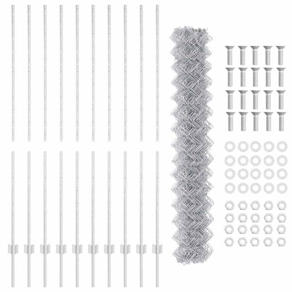 vidaXL Ker&iacute;t&eacute;s oszlopokkal Ez&uuml;st 1,6 x 10 m Ac&eacute;l