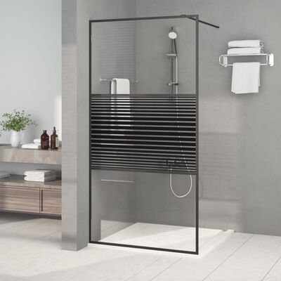 vidaXL fekete átlátszó ESG üveg zuhanyfal 100 x 195 cm