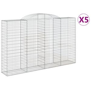 vidaXL 5 db &iacute;ves horganyzott vas gabion kos&aacute;r 300x50x180/200 cm
