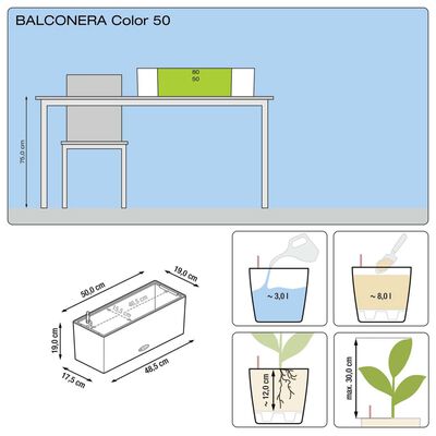 LECHUZA Balconera Color 50 ALL-IN-ONE 15670 fehér virágláda