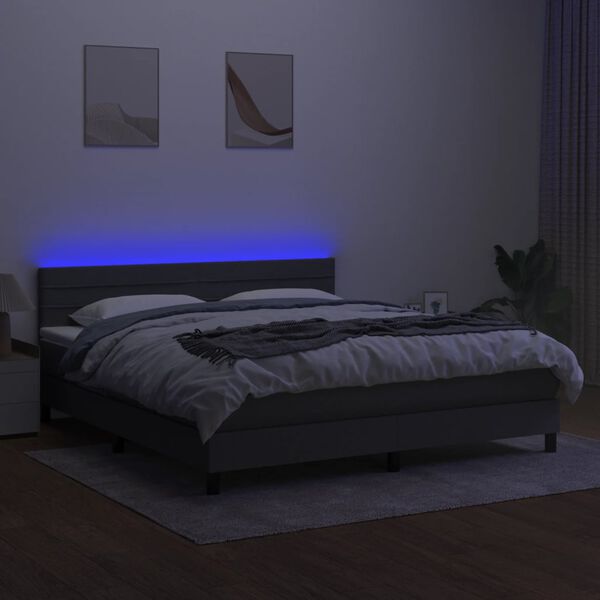 vidaXL s&ouml;t&eacute;tsz&uuml;rke sz&ouml;vet rug&oacute;s &eacute;s LED-es &aacute;gy matraccal 180 x 200 cm