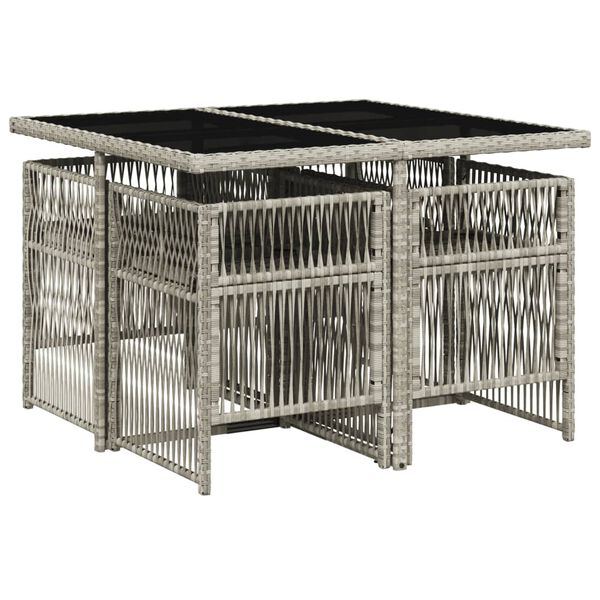 vidaXL 5r&eacute;szes vil&aacute;gossz&uuml;rke polyrattan kerti &eacute;tkezőgarnit&uacute;ra p&aacute;rn&aacute;val