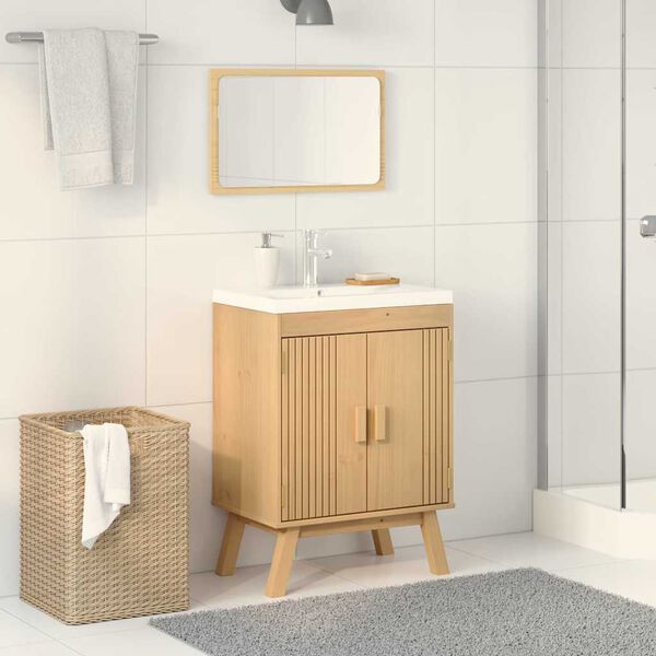 vidaXL Als&oacute; Szekr&eacute;ny ajt&oacute;val Olden Barna 60 x 40 x 80 cm T&ouml;m&ouml;r fenyőfa