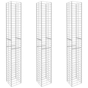 vidaXL 3 darab horganyzott ac&eacute;l gabion kos&aacute;r 25 x 25 x 197 cm