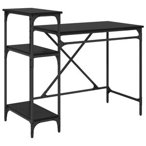 vidaXL Asztal Fekete t&ouml;lgy Szerelt Fa 105 x 50 x 90 cm