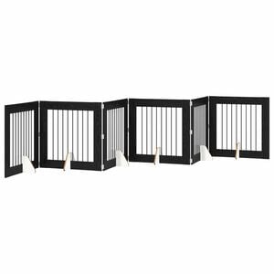 vidaXL &Ouml;sszecsukhat&oacute; kutyaker&iacute;t&eacute;s &aacute;llv&aacute;nyokkal 6 pcs Fekete T&ouml;lgy