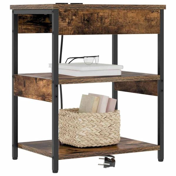 vidaXL &Eacute;jjeliszekr&eacute;ny 2 pcs F&uuml;st&ouml;lt t&ouml;lgy 41 x 31 x 51 cm Faanyag