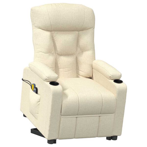 vidaXL krémszínű szövet felállást segítő masszázsfotel