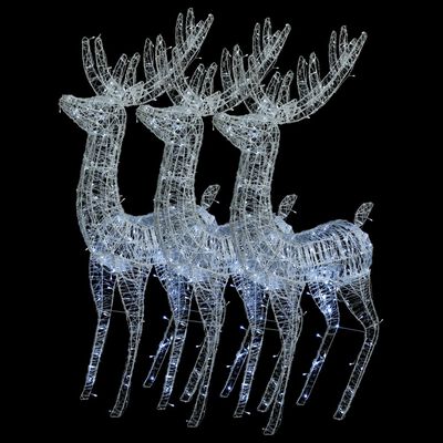 vidaXL 3 db hideg fehér XXL akril karácsonyi rénszarvas 250 LED 180 cm