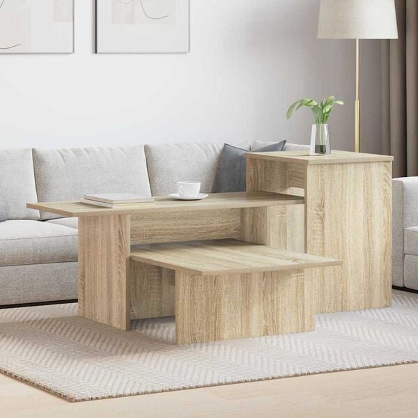 vidaXL Konzolasztal Sonoma t&ouml;lgy 91,5 x 35 x 38,5 cm Faanyag