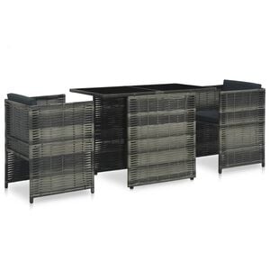 vidaXL 3-r&eacute;szes sz&uuml;rke polyrattan bisztr&oacute;szett p&aacute;rn&aacute;kkal