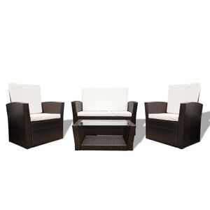 vidaXL 4-r&eacute;szes barna polyrattan kerti b&uacute;torszett p&aacute;rn&aacute;kkal