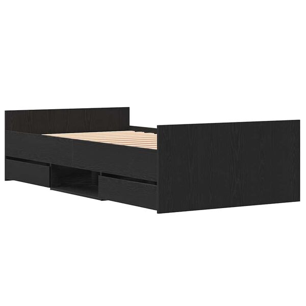 vidaXL Ágykeret fejtámlával fiókkal Musta tammi 90 x 190 cm Faanyag
