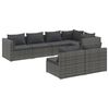 vidaXL 7 r&eacute;szes sz&uuml;rke polyrattan kerti &uuml;lőgarnit&uacute;ra p&aacute;rn&aacute;kkal