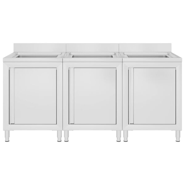 vidaXL 3 db rozsdamentes acél kereskedelmi konyhai mosogatószekrény