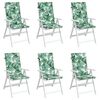 vidaXL 6 db levélmintás szövet magas háttámlájú székpárna