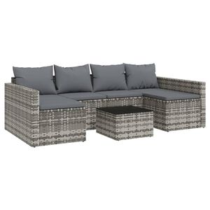vidaXL 2 r&eacute;szes sz&uuml;rke polyrattan kerti &uuml;lőgarnit&uacute;ra p&aacute;rn&aacute;kkal