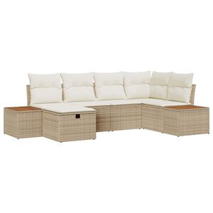 vidaXL Kerti Kanap&eacute; Szett p&aacute;rn&aacute;val 6 pcs B&eacute;zs Poli rattan