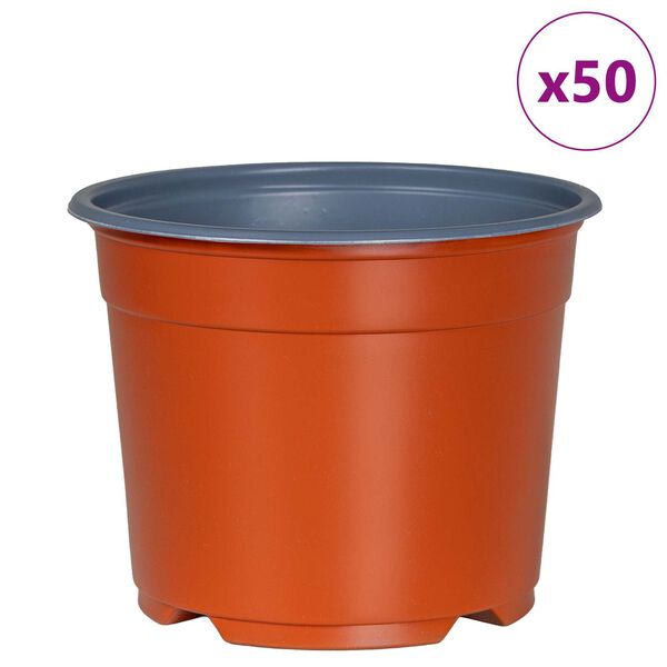vidaXL Vir&aacute;g Cser&eacute;p 50 pcs Terrakotta &Oslash; 15 x 12.5 cm Műanyag
