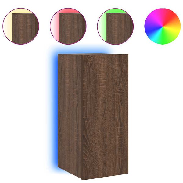 vidaXL barna t&ouml;lgysz&iacute;nű fali TV-szekr&eacute;ny LED-del 30,5x35x70 cm