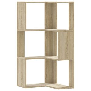 vidaXL 3 szintes sonoma t&ouml;lgy szerelt fa sarok k&ouml;nyvespolc 50x50x102cm