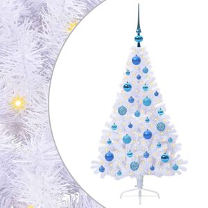 vidaXL Mű kar&aacute;csonyfa 150 LED-del &aacute;llv&aacute;nnyal Feh&eacute;r 120 cm PVC &eacute;s Ac&eacute;l