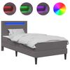 vidaXL &Aacute;gykeret LED szalagokkal fejt&aacute;ml&aacute;val Sz&uuml;rke 90 x 190 cm Műbőr