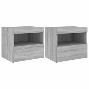 vidaXL 2 db sz&uuml;rke sonoma sz&iacute;nű &eacute;jjeliszekr&eacute;ny LED-ekkel 50x40x45 cm