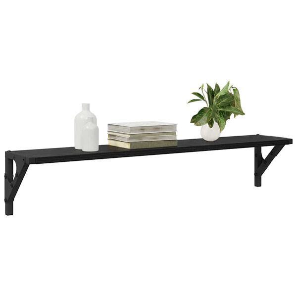 vidaXL Falpolcok 2 pcs Fekete t&ouml;lgy 80 x 15 x 15,5 cm Faanyag