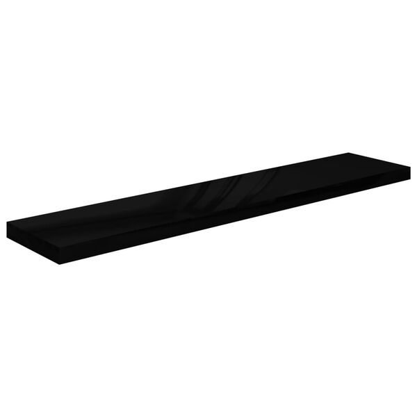 vidaXL 2 db magasfényű fekete MDF lebegő fali polc 120 x 23,5 x 3,8 cm