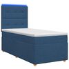 vidaXL Boxspring &aacute;gy matraccal LED szalagokkal K&eacute;k 100 x 200 cm Sz&ouml;vet