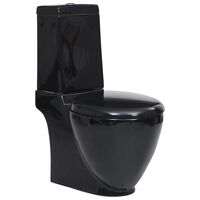 vidaXL fekete kerámia fürdőszobai kerek WC