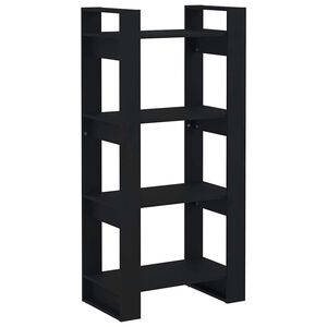 vidaXL fekete t&ouml;m&ouml;r fa k&ouml;nyvszekr&eacute;ny/t&eacute;relv&aacute;laszt&oacute; 60 x 35 x 125 cm