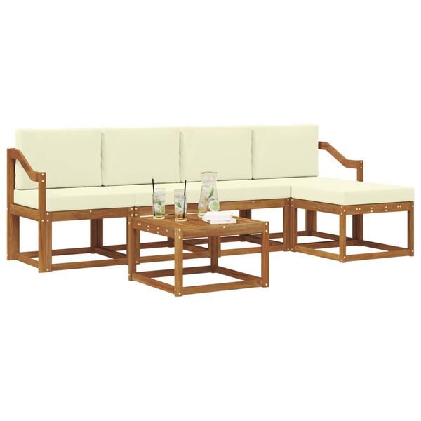 vidaXL K&uuml;lt&eacute;ri kanap&eacute; szett p&aacute;rn&aacute;val 6 pcs Term&eacute;szetes &eacute;s kr&eacute;msz&iacute;nű