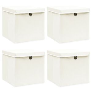 vidaXL 4 db feh&eacute;r sz&ouml;vet t&aacute;rol&oacute;doboz fed&eacute;llel 32 x 32 x 32 cm