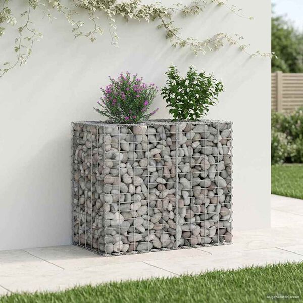 vidaXL Gabion emelt &aacute;gy Ez&uuml;st 90 x 50 x 80 cm Horganyzott ac&eacute;l