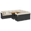 vidaXL 11 r&eacute;szes fekete polyrattan kerti &uuml;lőgarnit&uacute;ra p&aacute;rn&aacute;kkal