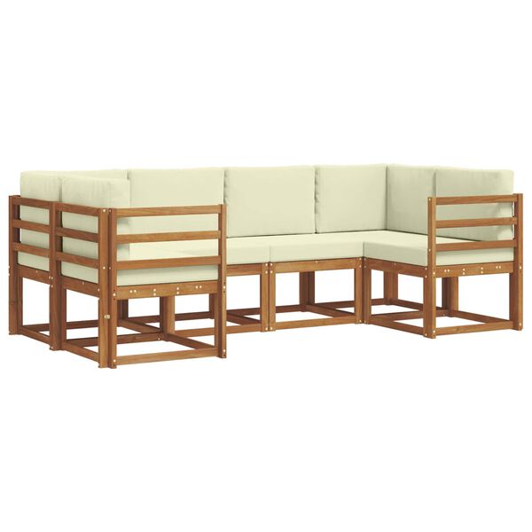 vidaXL K&uuml;lt&eacute;ri kanap&eacute; szett p&aacute;rn&aacute;val 6 pcs Term&eacute;szetes &eacute;s kr&eacute;msz&iacute;nű