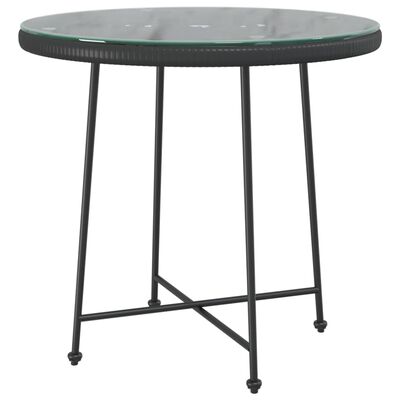 vidaXL fekete edzett üveg és acél étkezőasztal Ø80 cm