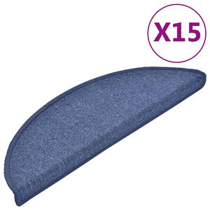 vidaXL 15 db k&eacute;k f&eacute;lk&ouml;r alak&uacute; l&eacute;pcsőszőnyeg 56 x 17 x 3 cm
