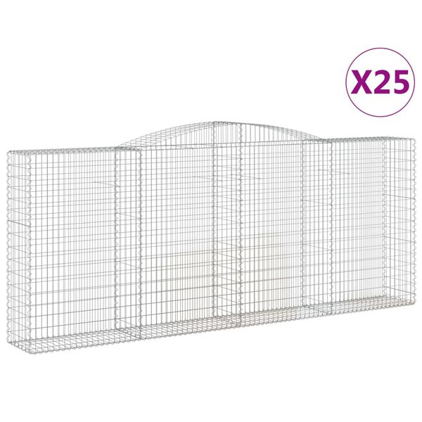 vidaXL 25 db &iacute;ves horganyzott vas gabion kos&aacute;r 400x50x160/180 cm
