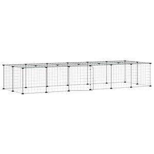 vidaXL 28 paneles fekete ac&eacute;l kis&aacute;llatketrec ajt&oacute;val 210 x 70 x 35 cm