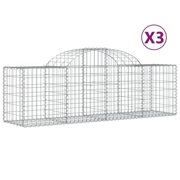 vidaXL 3 db íves horganyzott vas gabion kosár 200x50x60/80 cm