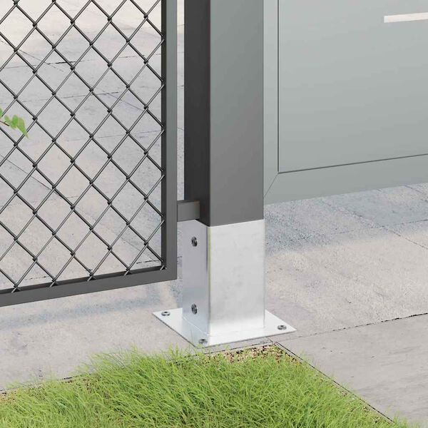 vidaXL 4 db horganyzott ac&eacute;lb&oacute;l oszlopalapok n&eacute;gyzet alak&uacute;ak 81x81 mm