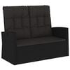 vidaXL fekete polyrattan d&ouml;nthető kerti pad p&aacute;rn&aacute;val 118 cm