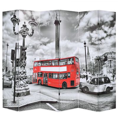 vidaXL fekete-fehér londoni busz mintás paraván 228 x 170 cm